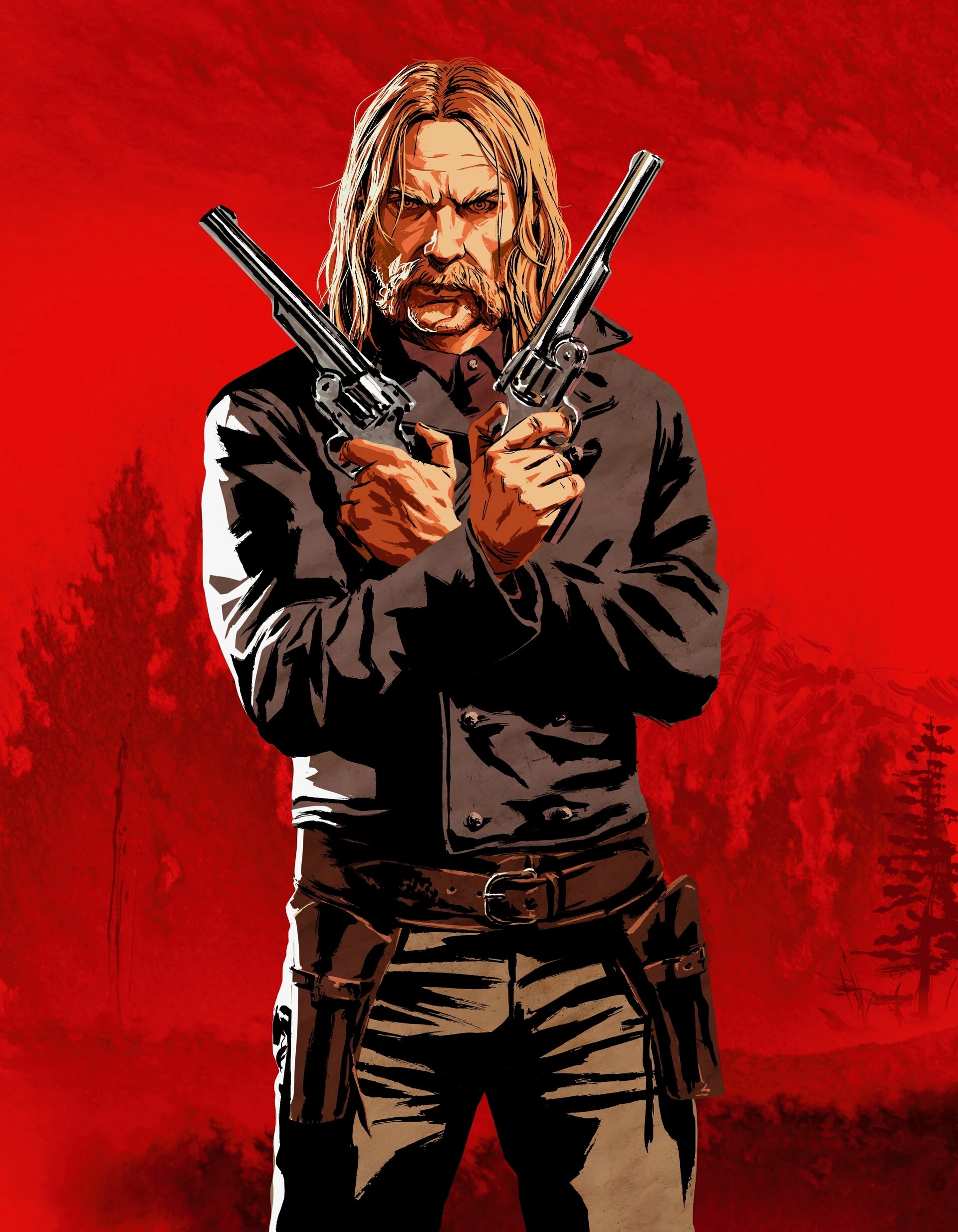 Micah Bell from Red Dead Redemption 2 holding a gun