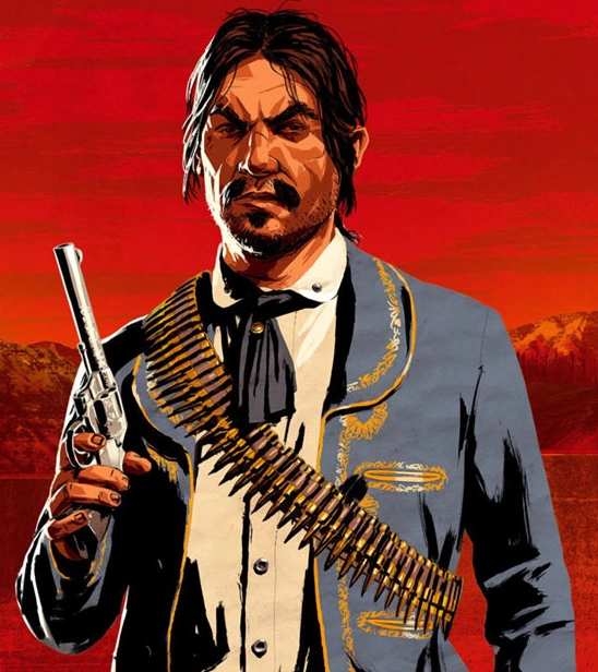 Javier Escuella from Red Dead Redemption 2 holding a gun