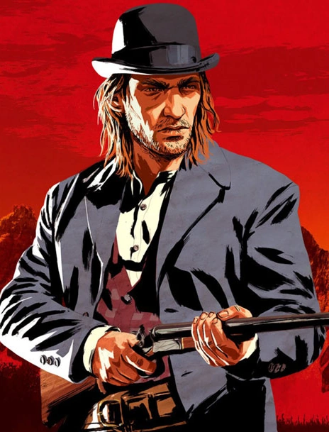 Sean MacGuire from Red Dead Redemption 2 holding a gun
